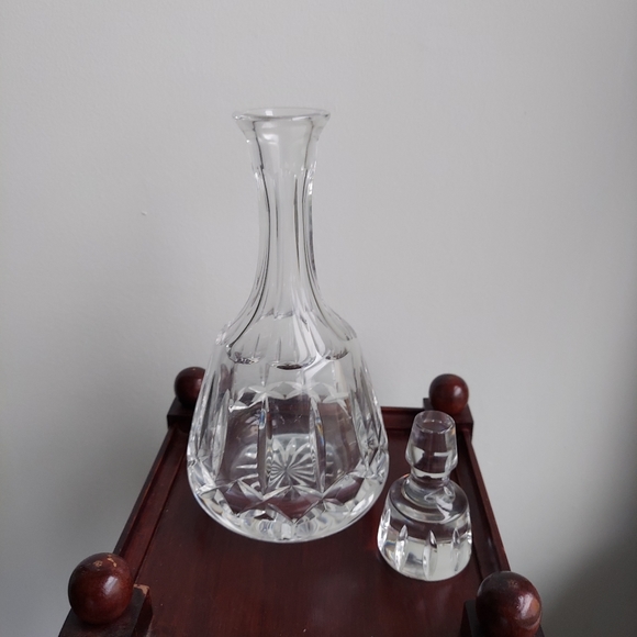 Vintage Atlantis Crystal Decanter with Faceted Stopper 12 in. x 5.5 in. Signed - Picture 3 of 5